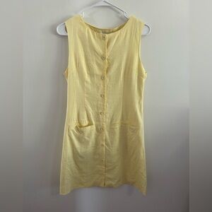 Sleeveless Yellow Button-Front Mini Dress